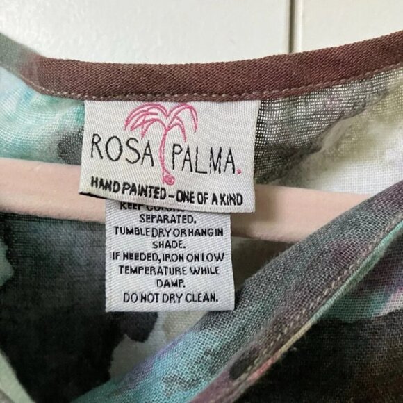 Rosa Palma Handpainted Art to Wear Lagenlook Top Cover Up Poncho Boho - Picture 3 of 5